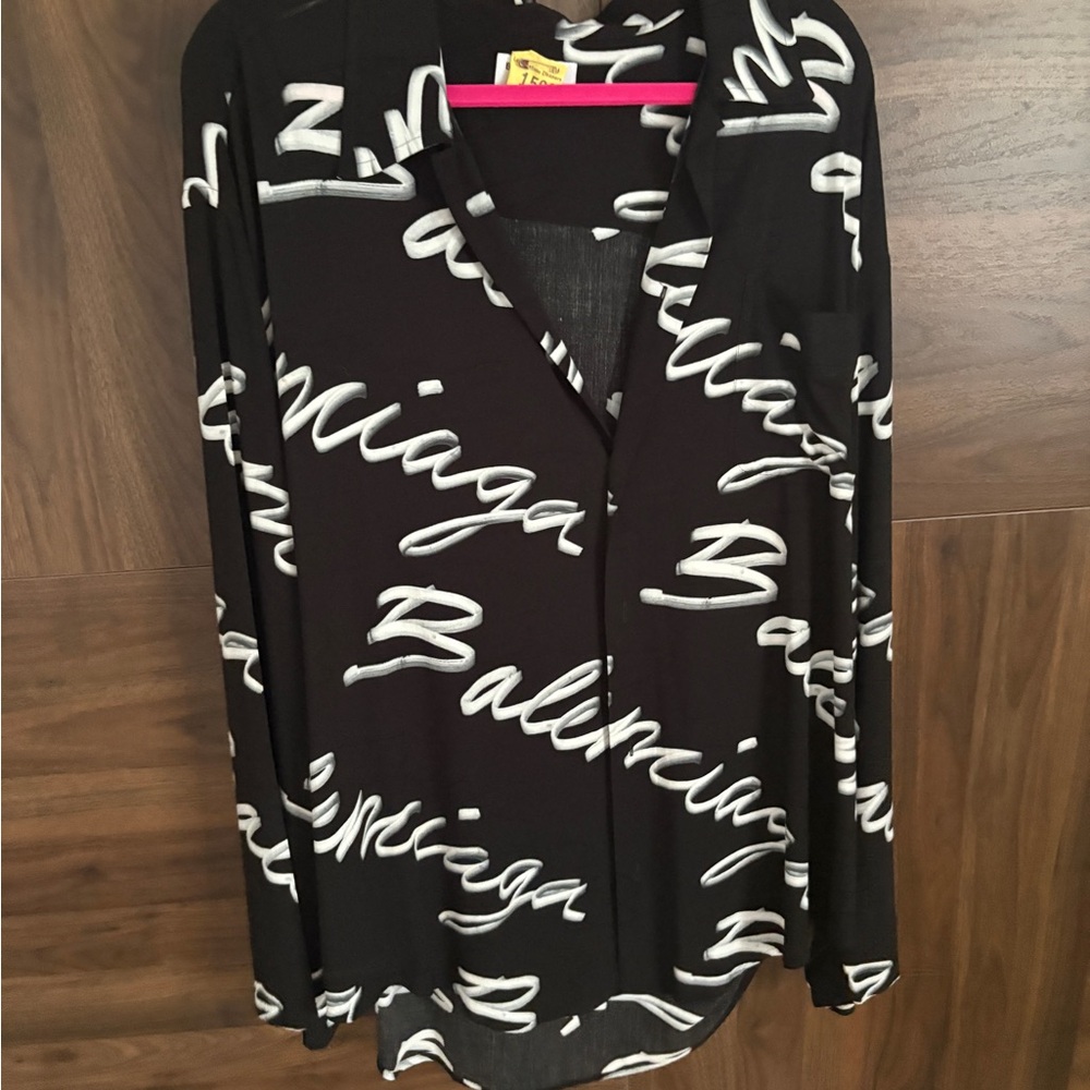 Balenciaga Monochrome Script Button-Down Shirt size 38